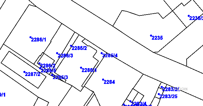 Parcela st. 2285/4 v KÚ Děčín, Katastrální mapa