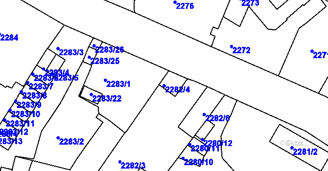 Parcela st. 2282/4 v KÚ Děčín, Katastrální mapa
