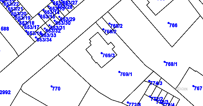 Parcela st. 769/3 v KÚ Děčín, Katastrální mapa