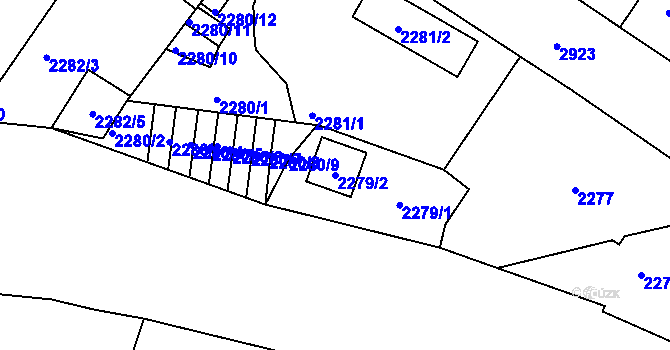 Parcela st. 2279/2 v KÚ Děčín, Katastrální mapa
