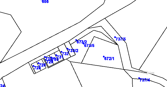 Parcela st. 673/5 v KÚ Děčín, Katastrální mapa