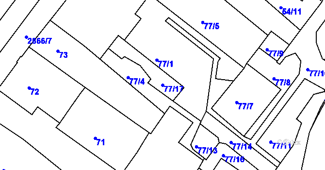 Parcela st. 77/17 v KÚ Děčín, Katastrální mapa