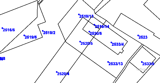 Parcela st. 2520/5 v KÚ Děčín, Katastrální mapa