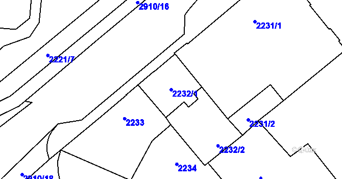 Parcela st. 2232/1 v KÚ Děčín, Katastrální mapa