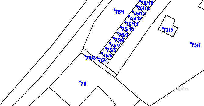 Parcela st. 75/5 v KÚ Děčín-Staré Město, Katastrální mapa