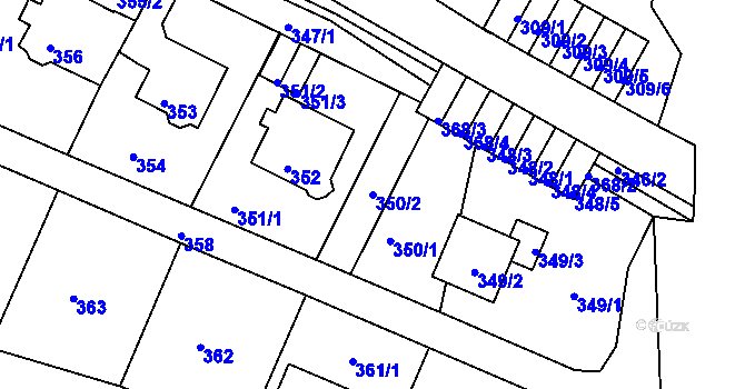 Parcela st. 350/2 v KÚ Děčín-Staré Město, Katastrální mapa