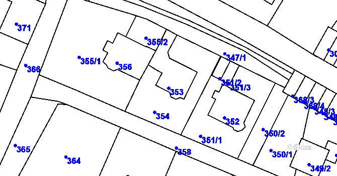 Parcela st. 353 v KÚ Děčín-Staré Město, Katastrální mapa