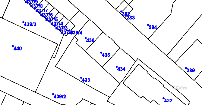 Parcela st. 435 v KÚ Děčín-Staré Město, Katastrální mapa