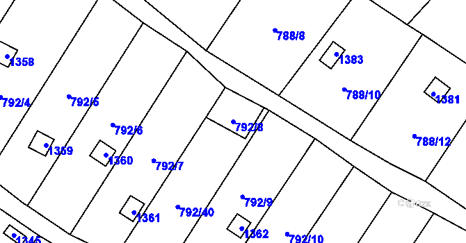 Parcela st. 792/8 v KÚ Děčín-Staré Město, Katastrální mapa