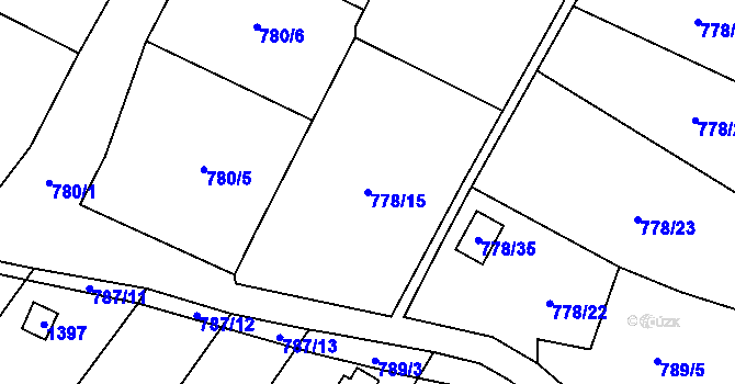 Parcela st. 778/15 v KÚ Děčín-Staré Město, Katastrální mapa