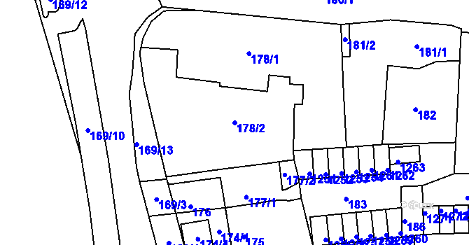 Parcela st. 178/2 v KÚ Děčín-Staré Město, Katastrální mapa
