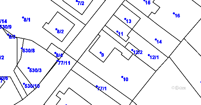 Parcela st. 9 v KÚ Vilsnice, Katastrální mapa