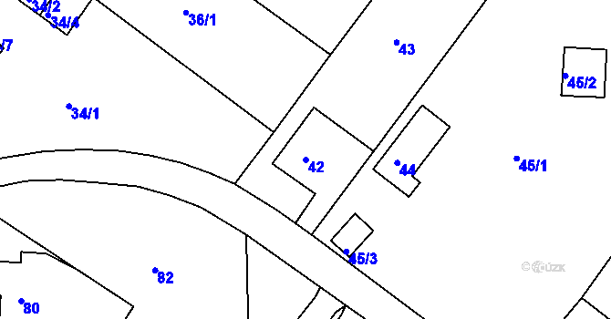 Parcela st. 42 v KÚ Vilsnice, Katastrální mapa