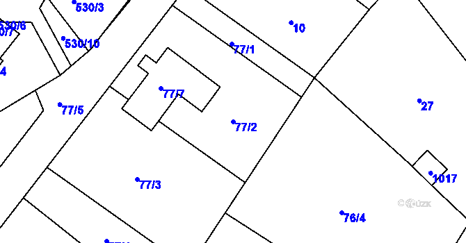 Parcela st. 77/2 v KÚ Vilsnice, Katastrální mapa