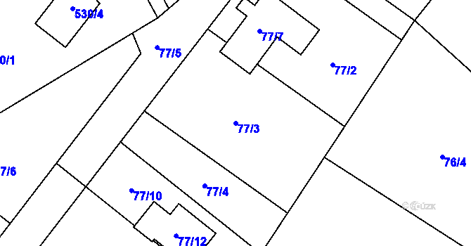 Parcela st. 77/3 v KÚ Vilsnice, Katastrální mapa