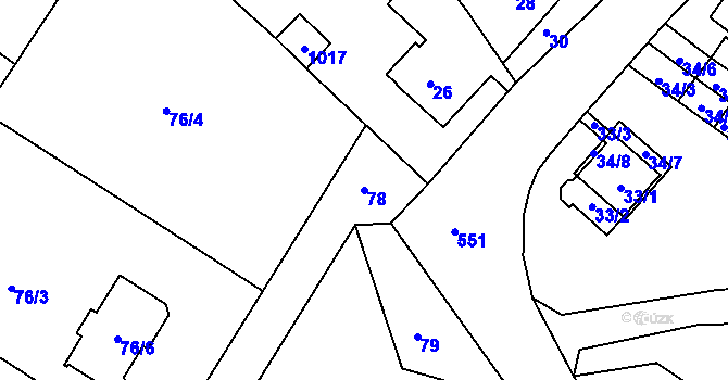 Parcela st. 78 v KÚ Vilsnice, Katastrální mapa