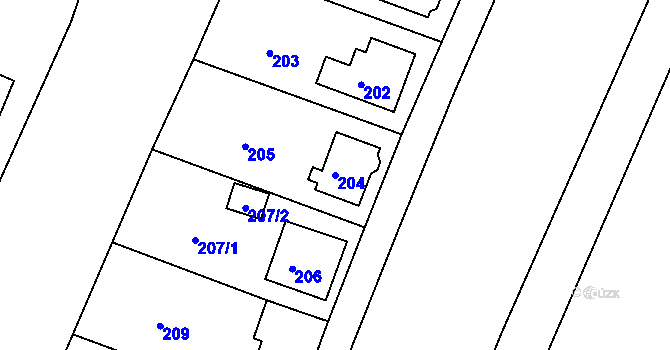 Parcela st. 204 v KÚ Vilsnice, Katastrální mapa
