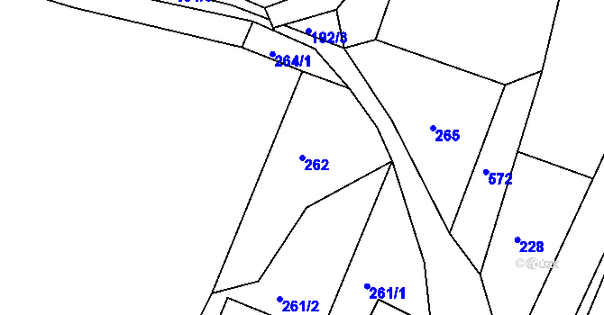 Parcela st. 262 v KÚ Vilsnice, Katastrální mapa