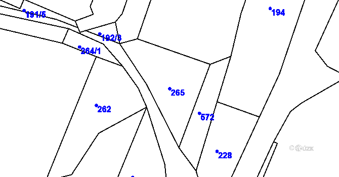 Parcela st. 265 v KÚ Vilsnice, Katastrální mapa