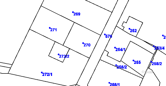 Parcela st. 270 v KÚ Vilsnice, Katastrální mapa