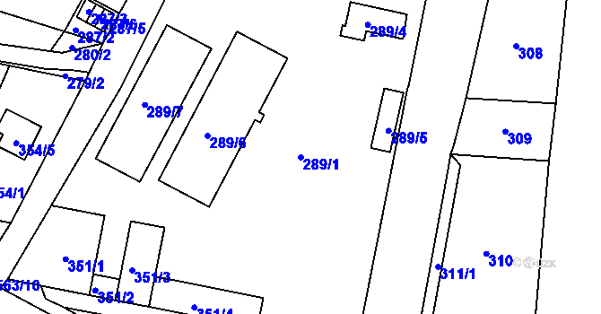 Parcela st. 289/1 v KÚ Vilsnice, Katastrální mapa