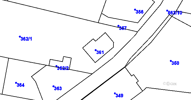 Parcela st. 361 v KÚ Vilsnice, Katastrální mapa