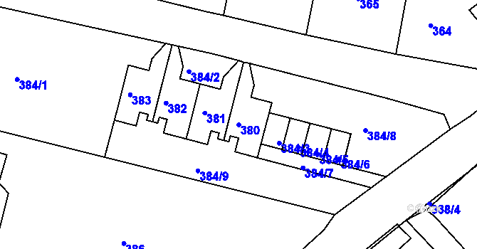 Parcela st. 380 v KÚ Vilsnice, Katastrální mapa
