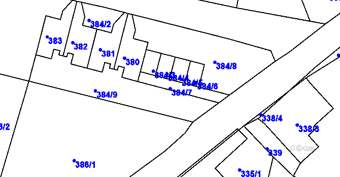 Parcela st. 384/7 v KÚ Vilsnice, Katastrální mapa