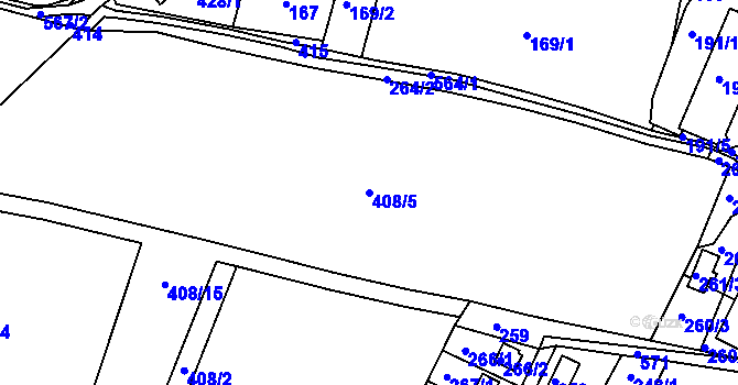Parcela st. 408/5 v KÚ Vilsnice, Katastrální mapa