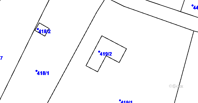 Parcela st. 419/2 v KÚ Vilsnice, Katastrální mapa
