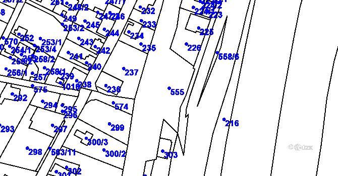 Parcela st. 555 v KÚ Vilsnice, Katastrální mapa