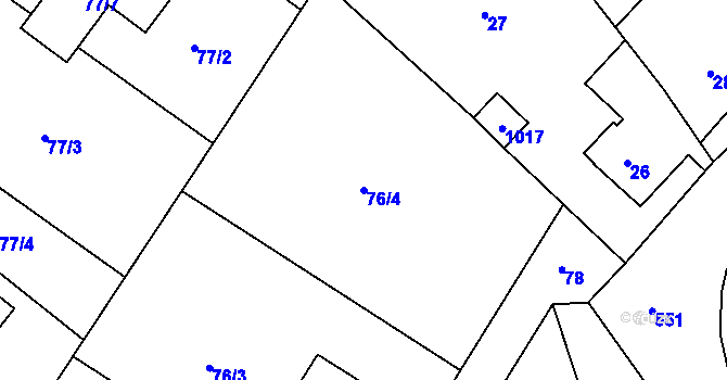 Parcela st. 76/4 v KÚ Vilsnice, Katastrální mapa
