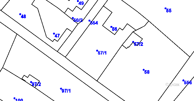 Parcela st. 57/1 v KÚ Vilsnice, Katastrální mapa
