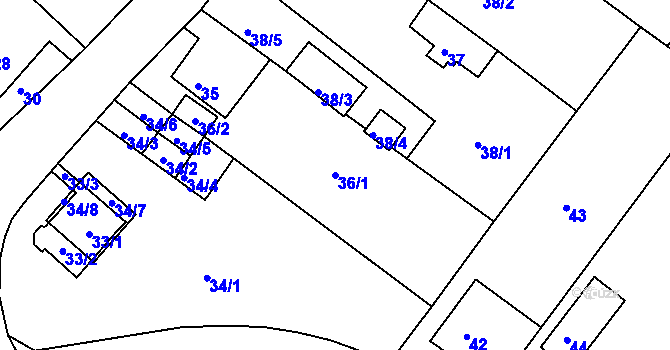 Parcela st. 36/1 v KÚ Vilsnice, Katastrální mapa