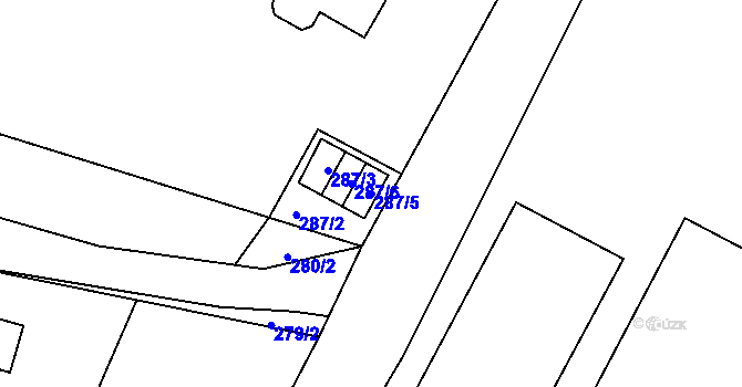 Parcela st. 287/5 v KÚ Vilsnice, Katastrální mapa
