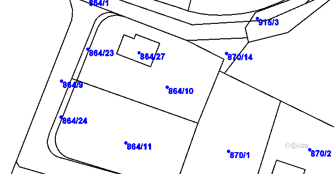 Parcela st. 864/10 v KÚ Vilsnice, Katastrální mapa