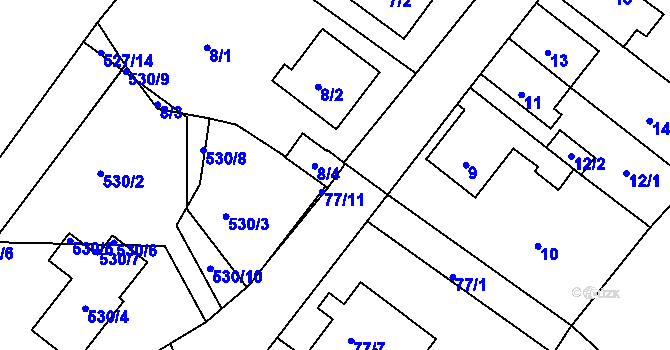 Parcela st. 77/13 v KÚ Vilsnice, Katastrální mapa