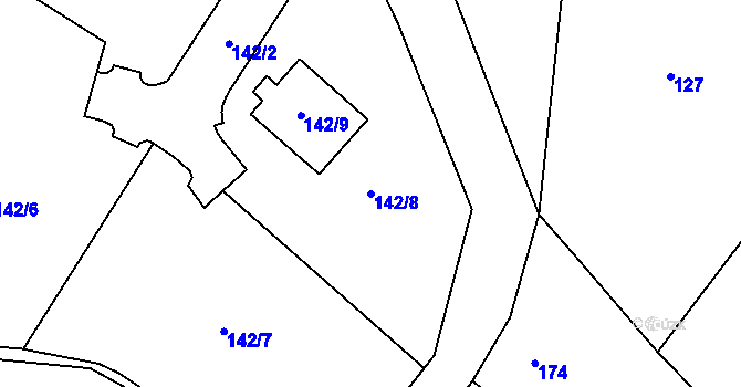 Parcela st. 142/8 v KÚ Vilsnice, Katastrální mapa