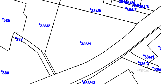 Parcela st. 386/1 v KÚ Vilsnice, Katastrální mapa