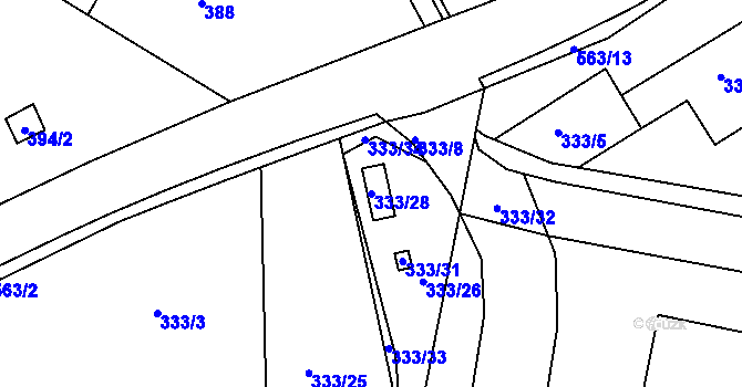 Parcela st. 333/28 v KÚ Vilsnice, Katastrální mapa