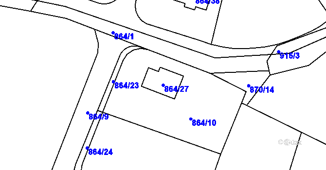 Parcela st. 864/27 v KÚ Vilsnice, Katastrální mapa