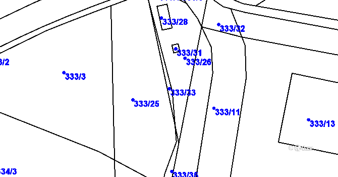 Parcela st. 333/33 v KÚ Vilsnice, Katastrální mapa