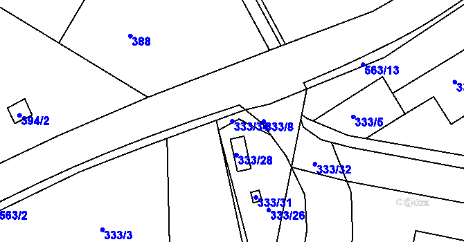 Parcela st. 333/34 v KÚ Vilsnice, Katastrální mapa