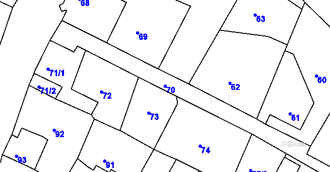 Parcela st. 70 v KÚ Chrochvice, Katastrální mapa