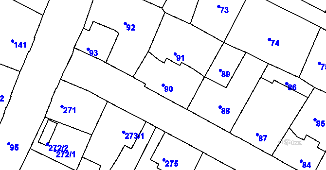 Parcela st. 90 v KÚ Chrochvice, Katastrální mapa