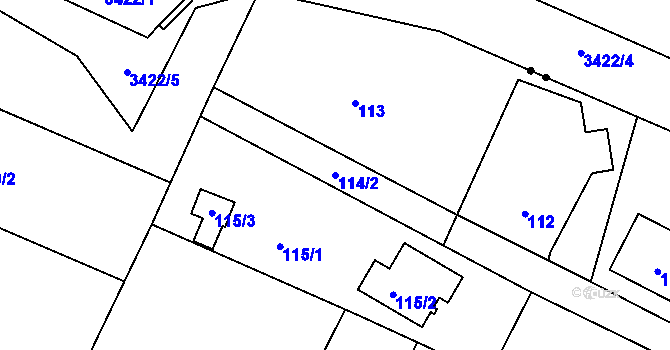 Parcela st. 114/2 v KÚ Chrochvice, Katastrální mapa