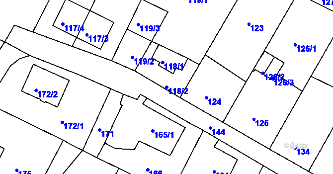 Parcela st. 118/2 v KÚ Chrochvice, Katastrální mapa