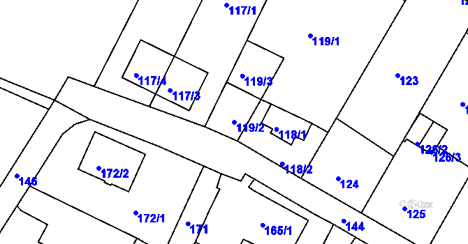 Parcela st. 119/2 v KÚ Chrochvice, Katastrální mapa