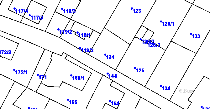 Parcela st. 124 v KÚ Chrochvice, Katastrální mapa
