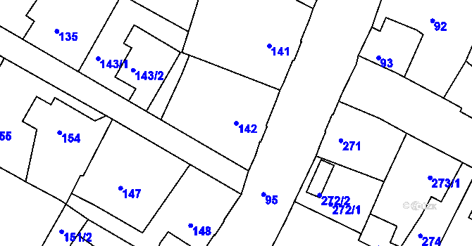 Parcela st. 142 v KÚ Chrochvice, Katastrální mapa